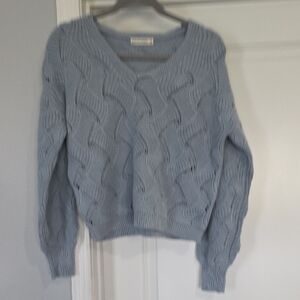 moon & madison Sky Blue Textured V-Neck Sweater